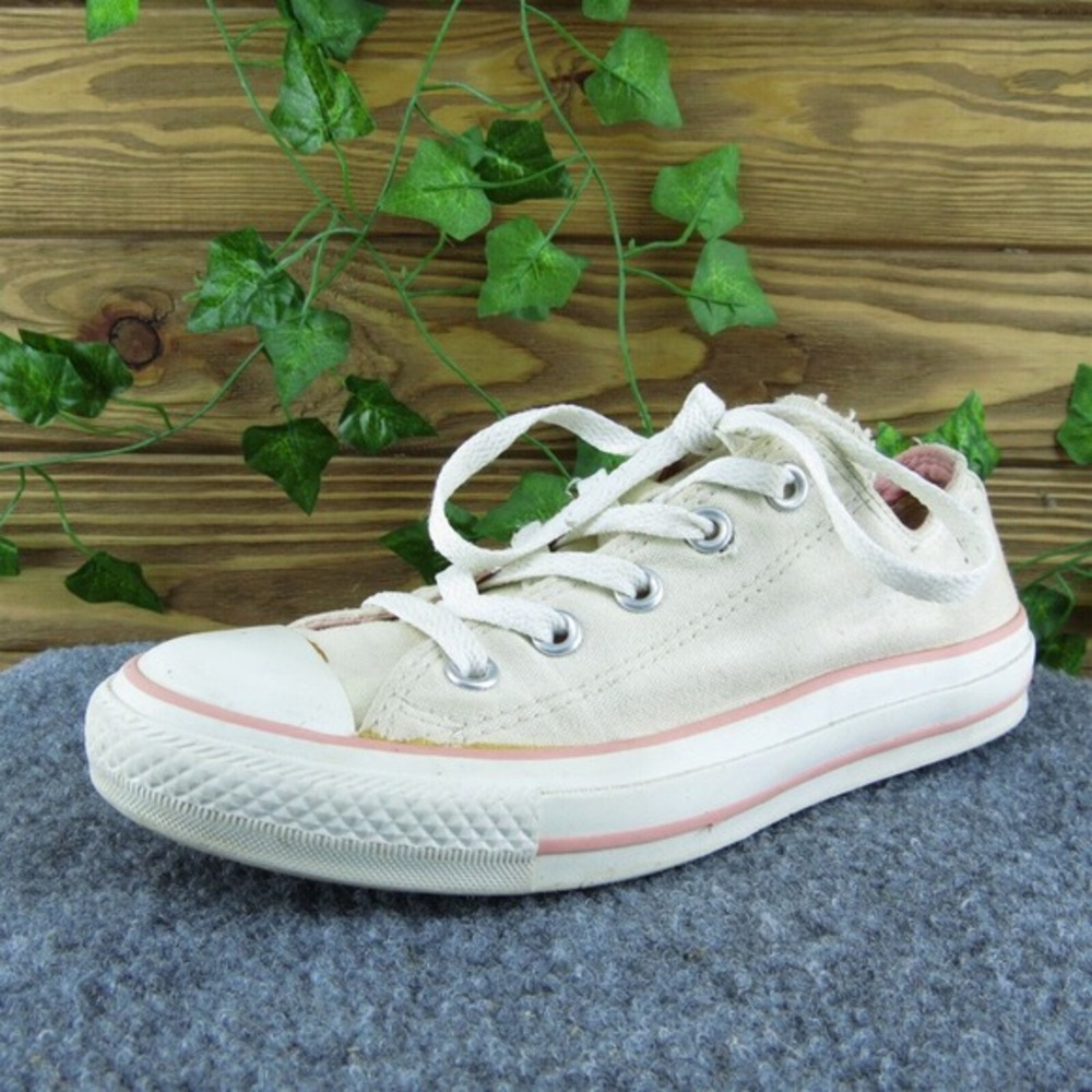 Converse All Star Women Sneaker Shoes‎ White Fabric Lace Up Size 6 Medium